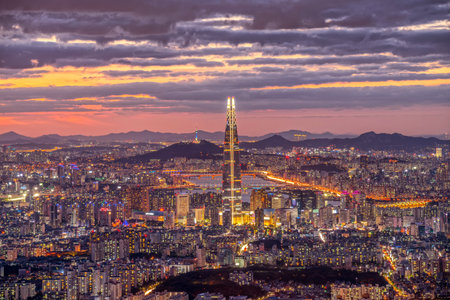 Beautiful sky and sunset of seoul city,south korea.