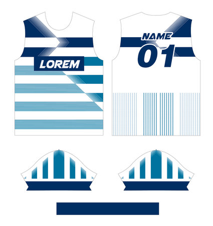 Soccer & Football Sport Jersey T-Shirt Design in Ready to use Round Neck Short Sleeve Sewing Template.のイラスト素材