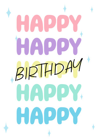 Happy Birthday card with hand drawn lettering. Vector illustration isolated on white backgroundのイラスト素材