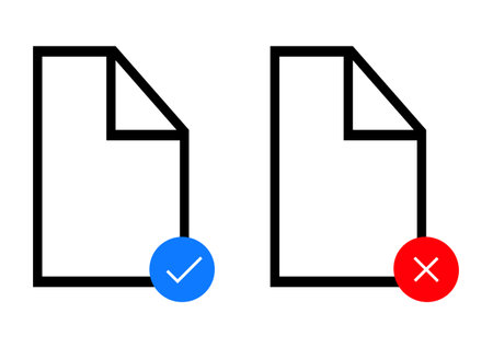 document icon with check mark and x mark. vector illustrationのイラスト素材