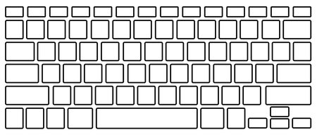 Keyboard layout line vector, Vector set of black and white squares and rectangles on a white backgroundのイラスト素材