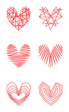 Set of line hearts. Vector illustration. Valentines day design elements.Icon heart.のイラスト素材