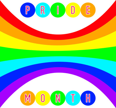 Rainbow background with text. Pride month letter Vector illustration.のイラスト素材