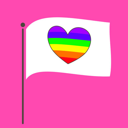 Lgbt flag icon with heart on pink background. Pride month,Valentines day Vector illustration.のイラスト素材