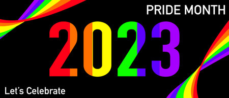 Pride month's card 2023 with rainbow colors. Vector illustration.のイラスト素材