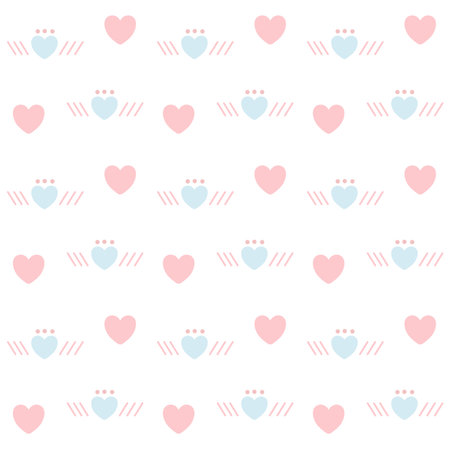 Seamless vector pattern with hearts and  wing. Valentines Day background.