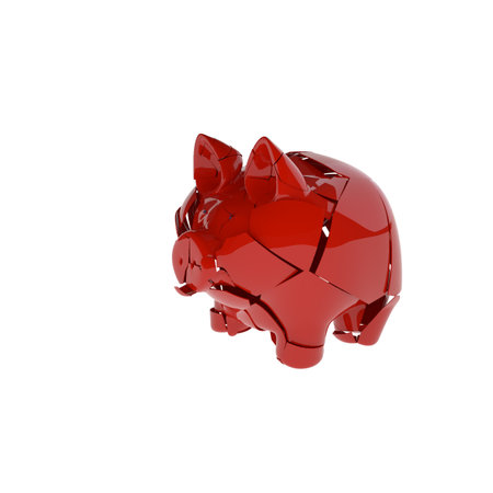 3d rendering of broken ceramic piggy bankの写真素材