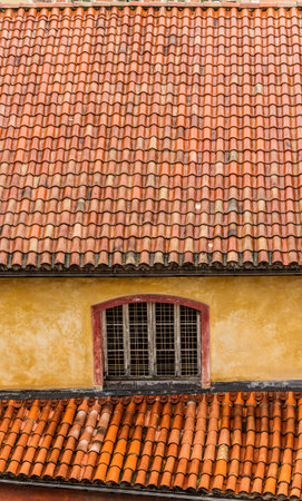 Old  roof tiles on  building in provence franceの写真素材