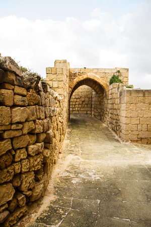 Narrow medieval street in the citadel of Gozo, Maltaの写真素材