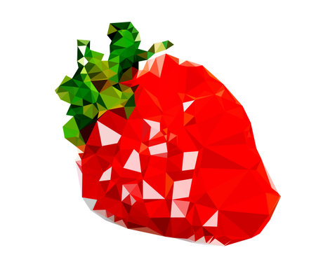 Geometrical red Strawberry Fruit Illustrationのイラスト素材