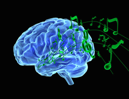 3d render illustration how music affects the brainの写真素材
