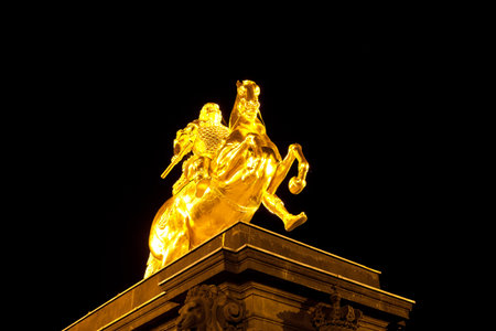 The golden horseman of Dresden Germanyの写真素材