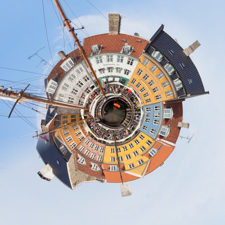 Having a break at the harbor of Copenhagen from a tiny world perspectiveの写真素材