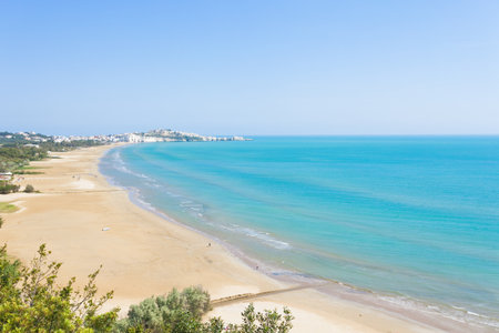 Vieste, Apulia, Italy - View from a lookout above the bay of Viesteの写真素材