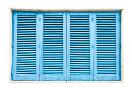 Leuca, Apulia, Italy - A traditonal blue closed lamella window