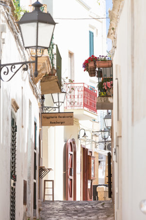 Otranto, Apulia, Italy - A lovely alleyway within the old town of Otranto in Italyのeditorial素材