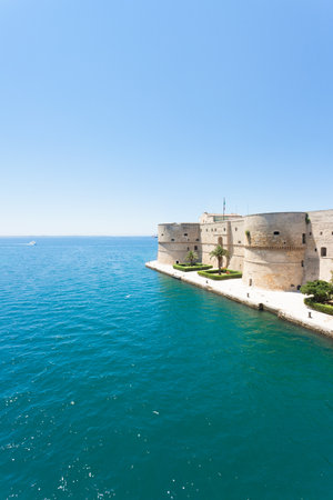 Taranto, Apulia, Italy - The old stronghold at the coastline of Tarantoのeditorial素材