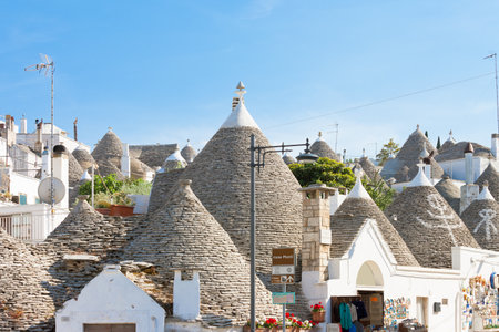 Alberobello, Apulia, Italy - Skyline of Alberobello with traditional rooftopsのeditorial素材