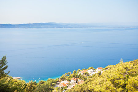 Brela, Dalmatia, Croatia, Europe - Beautiful fishing village at the coastlineの写真素材
