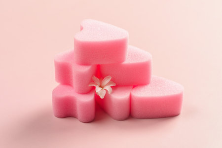 The pink facial spongesの写真素材