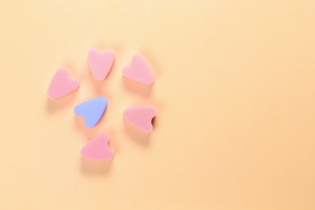 Set of female tampons stringless on yellow background. New generation. Hygiene accessories for girls and womenの写真素材