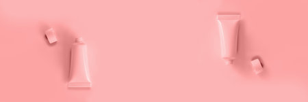 Layout of an empty tube for cream or gel. Womens cosmetics and hygiene. Banner.の写真素材