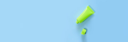 Layout of an empty tube for cream or gel. Womens cosmetics and hygiene. Banner.