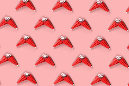 Closed umbrella for shelter from the rain. Spring and autumn weather. Protection and shelter from bad weather and snow. Pattern.の写真素材