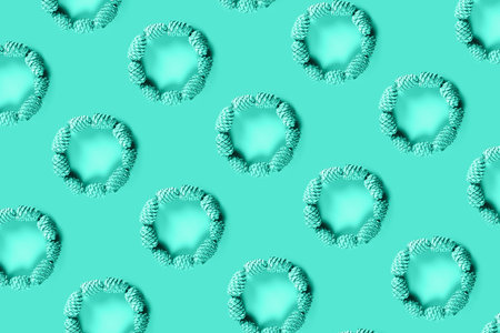 Circle of cedar cones for decoration. Christmas theme. Healthy food and diet food. Patternの写真素材