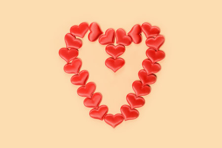 Heart of beautiful hearts for Valentines Day. Festive hearts for declaration of love and strong relationship.の写真素材