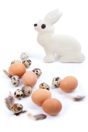 Easter card: Gingerbread bunny isolated on whiteの写真素材