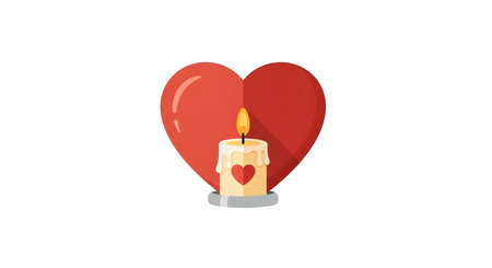 Heart behind candle. Represents love faithfulness affection for saint feastの素材