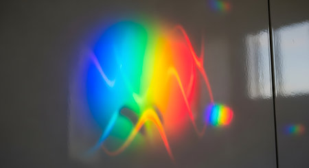 Rainbow light reflections. Prism effect abstract design decor.の素材