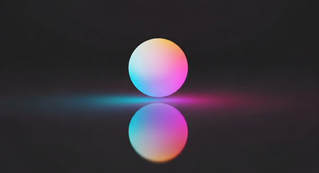 Gradient colors. Reflective surface minimalist visual orb.の素材