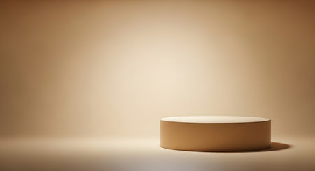 Circular stage. Promotional pedestal with pastel brown render.の素材