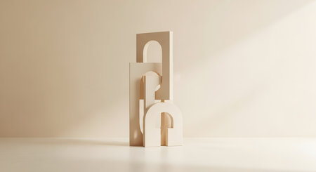 Abstract arch shapes sculpture. Art installation or product presentation.の素材