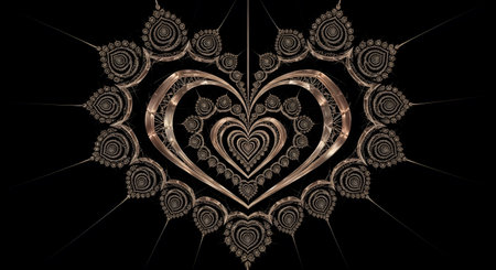 Fractal heart design. Intricate detail backdrop. Artistic backgrounds and templates.の素材