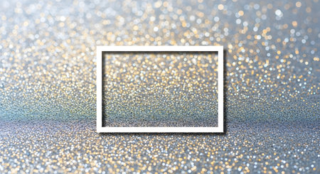 Brilliant glittering background with frame. Decoration light effects backdropの素材