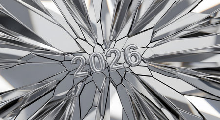 Modern background with shards of glass. The year 2026 displayed.の素材