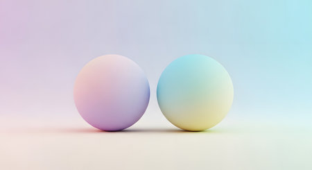 Pastel colored spheres. Unity and complementary for abstract decorative purpose.の素材
