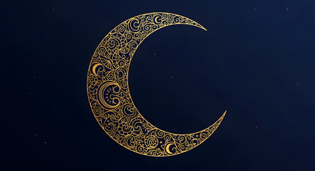 Ramadan Kareem background with crescent moon. Vector illustration.の素材