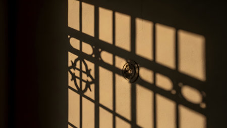 Window shade shadows pattern. Wall decor indoors backgroundの素材