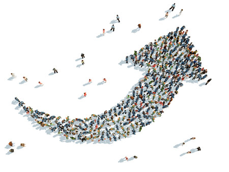 illustrate of arrow with peopleの写真素材