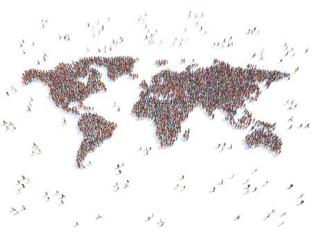 illustration of a world map with peopleの写真素材