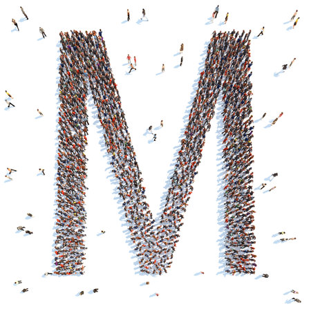 illustration of a letter with people,isolatedの写真素材