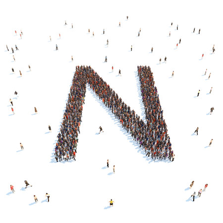 illustration of letter with people,isolated,white backgroundの写真素材