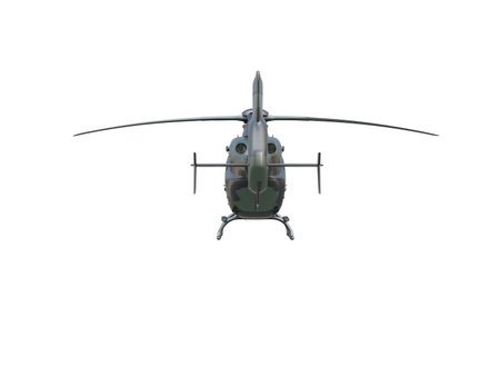 Military helicopter on white background, isolated objectの写真素材