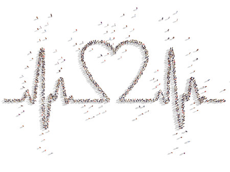 illustrations of cardio with people, isolated, white backgroundの写真素材