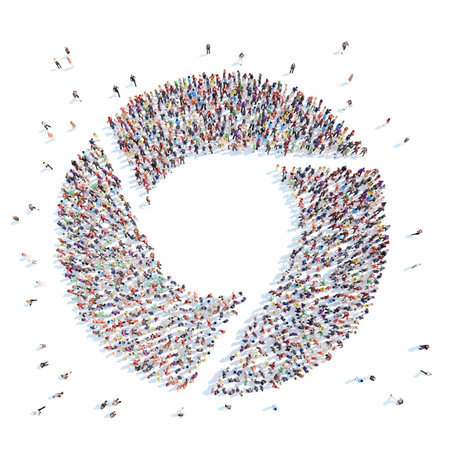Large group of people in the form of an abstract symbol business. Isolated, white background.の写真素材