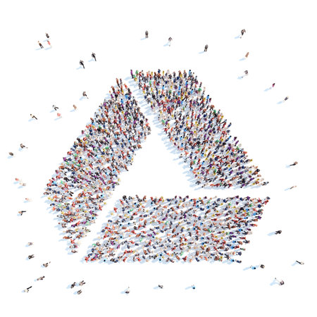 Large group of people in the form of an abstract symbol business. Isolated, white background.の写真素材